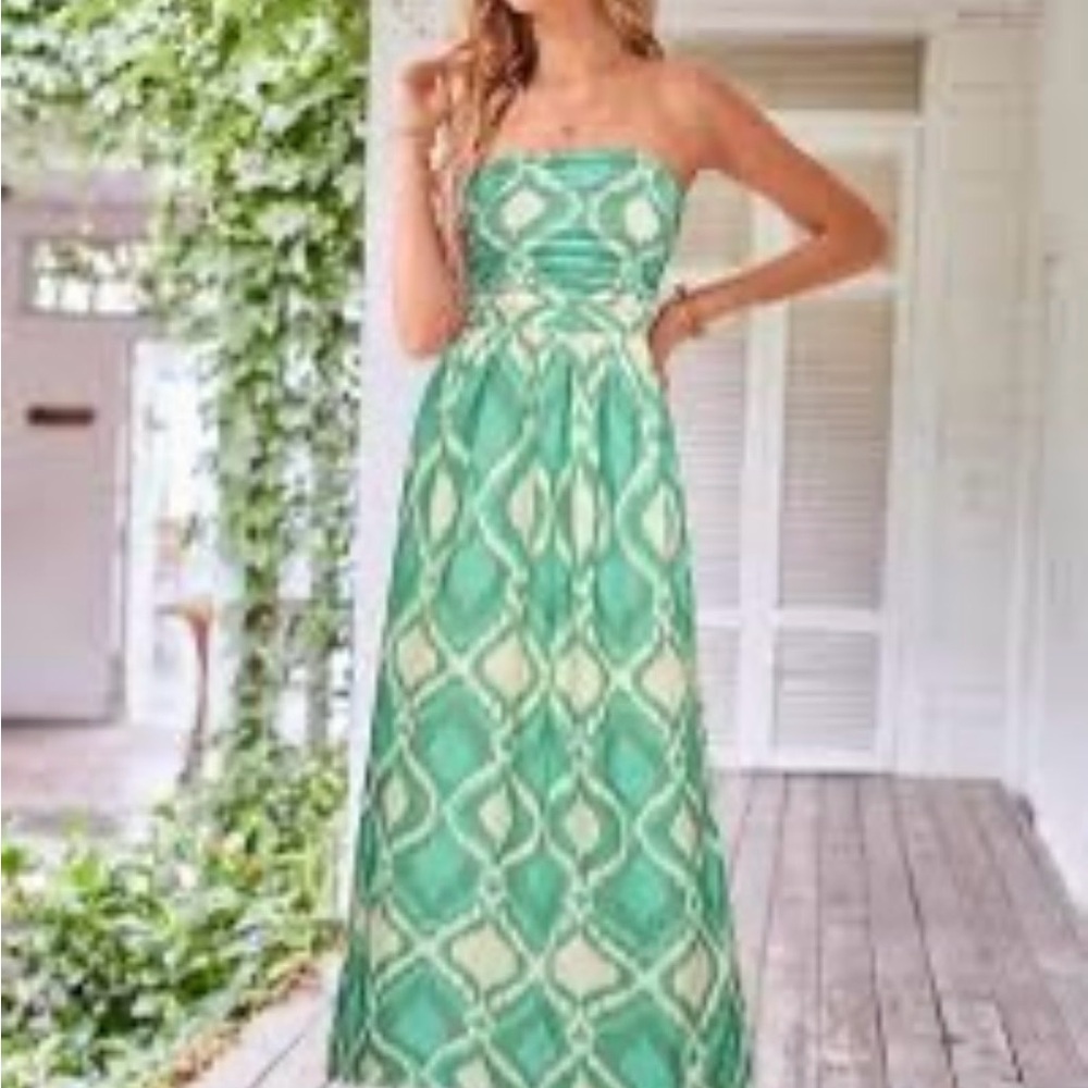 Grace‎ Karin Strapless Ruched Maxi Dress Apricot Green NWT 2X